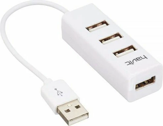 USB hub HAVIT H18 (HV-H18) 4-port USB 2.0 480Mbps, i bardhë