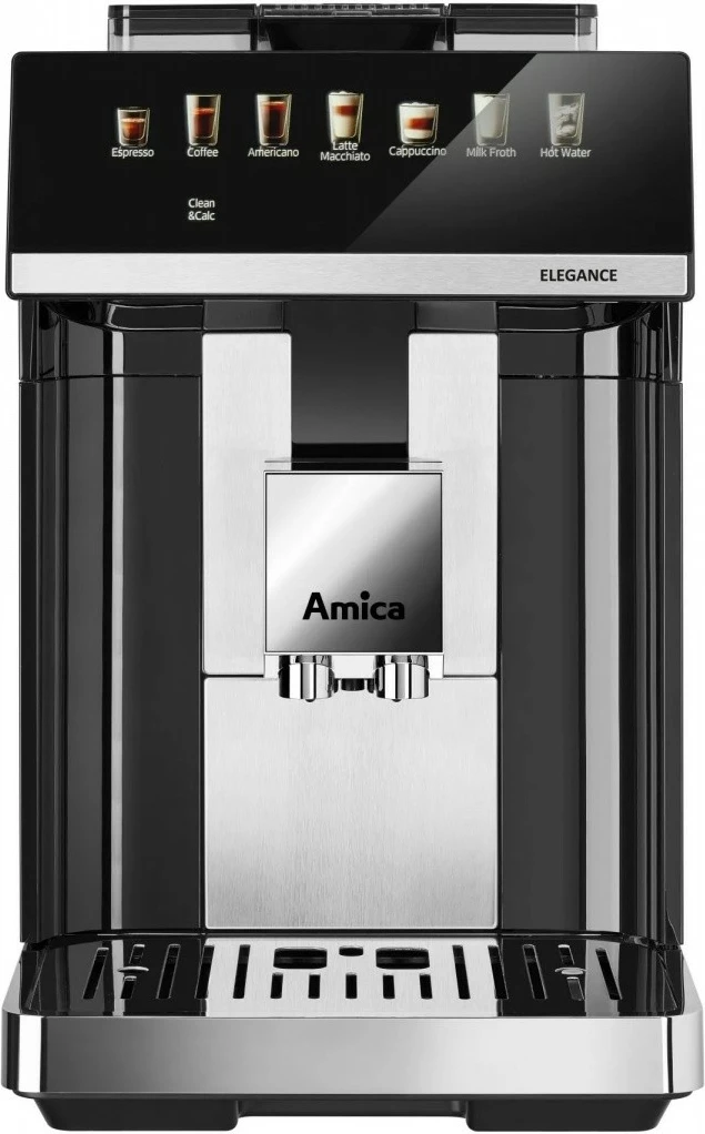 Aparat espresso, Amica Elegance CM 7011, 15 bar, 1725 W, mulli çeliku 5 nivele, depozitë ujit 1.8 L, depozitë kafeje 250 g, sistem qumështi, i zi