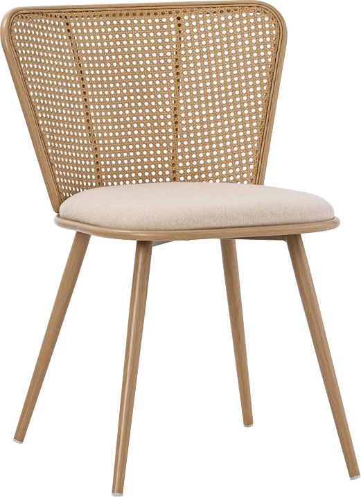 Karrige Daniele pe rattan, ngjyrë bezhë-metal natyral, 46.5x57.5x77.5cm