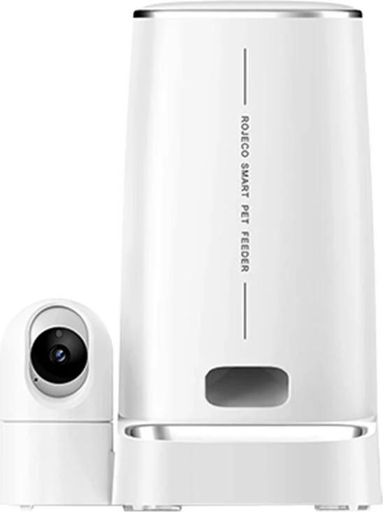 Shpërndarës ushqimi smart për kafshë Rojeco RWSQ-10, 4L, me kamerë, i bardhë