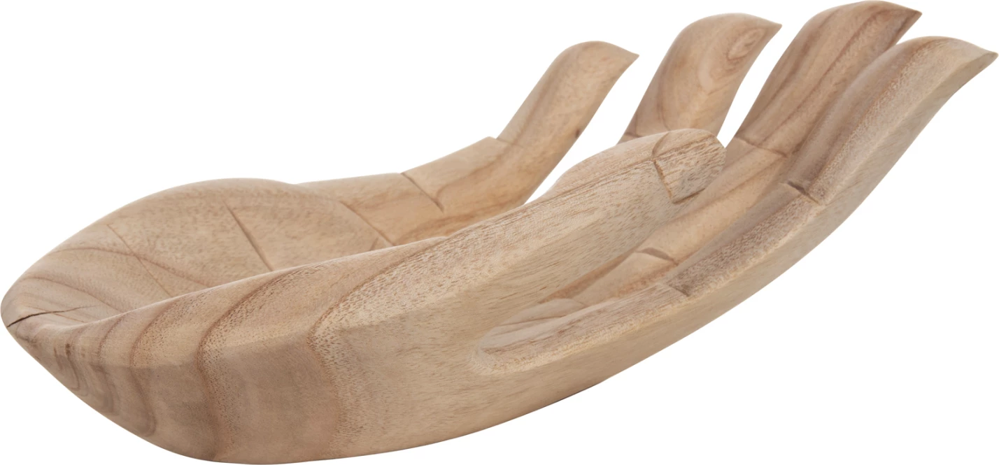 Dekor tavoline dorë e djathtë FH4278R, dru i ngurtë Albasia, ngjyrë natyrale, 30x20x10H cm