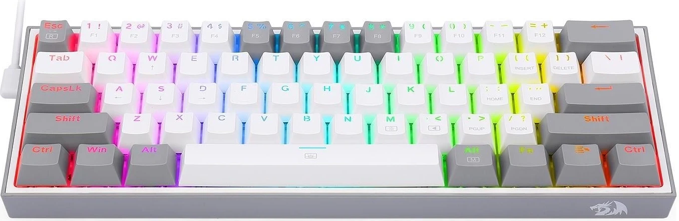 Tastierë Redragon K617 Fizz RGB, me ngjyra bardhë-gri