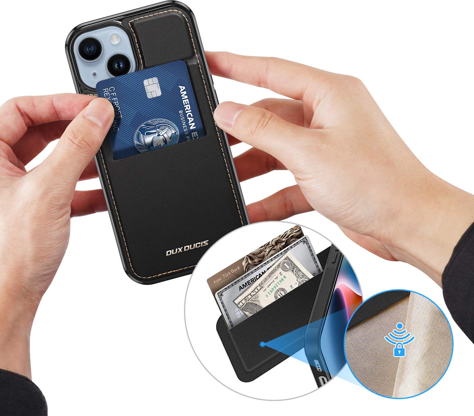 Mbështjellës Dux Ducis Rafi Mag për iPhone 14 Plus, me MagSafe, RFID Blocker, e zezë