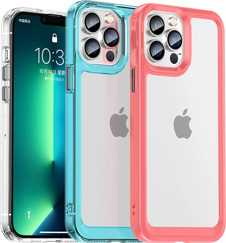 Mbështjellës Hurtel Outer Space Case për iPhone 13 Pro Max, hard cover me kornizë xheli, kaltër