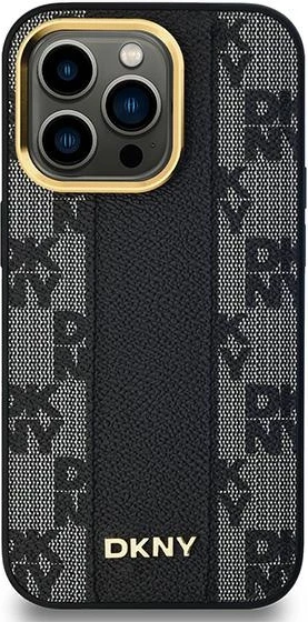 Mbështjellës DKNY Leather Checkered Mono Pattern MagSafe për iPhone 13 Pro Max, i zi