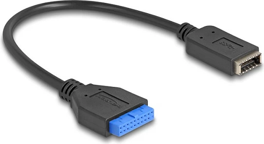 Kablë adapter DeLOCK, USB 3.2 Gen 1 (5 Gbps) 19-pin në USB Type-E Key A, 25 cm, e zezë