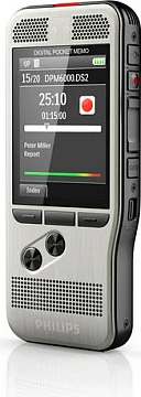 Diktafon Philips DPM 6000/02, 1000 mAh, SD/SDHC, ekran 2.4", zi/argjend