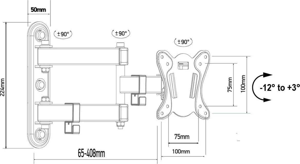 Mbajtëse muri Maclean MC-417 për TV/monitor 13-32 inç, 30kg, e zezë