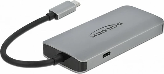 Hub USB DeLOCK USB 3.2 Gen 1 Type-C, 4 porta, Gigabit LAN, PD 100W, gri