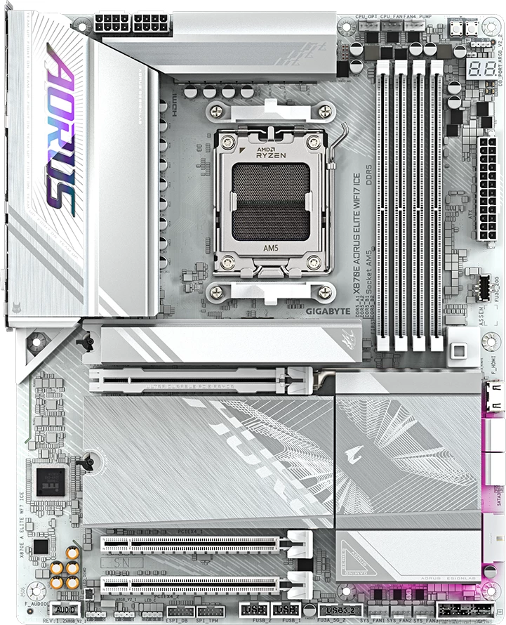 Pllakë amë GIGABYTE X870E AORUS ELITE WIFI7 ICE, AM5, ATX, 4x DDR5, WiFi 7, e bardhë