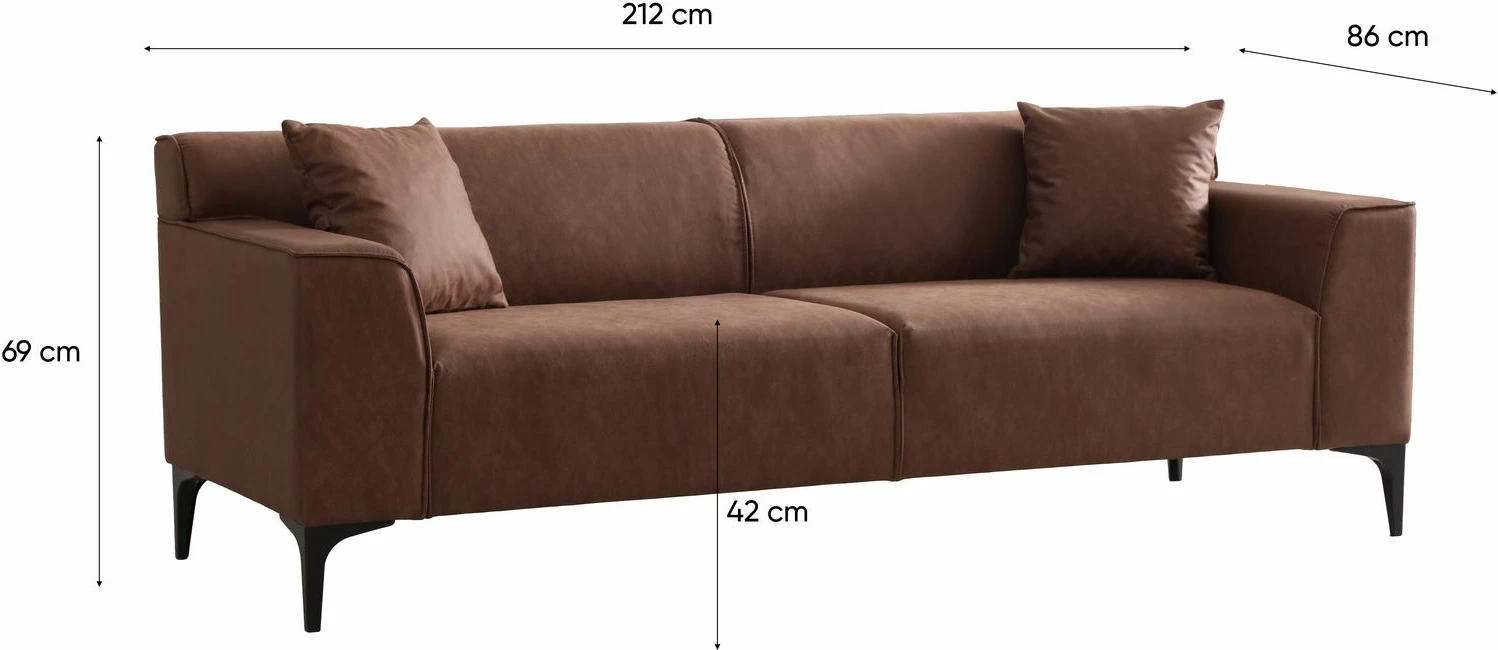 Divan treshe New Petra 3, ngjyrë konyak, Atelier del Sofa