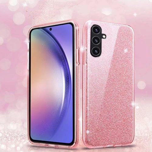 Mbështjellës silikoni Bling me glitter ONASI për Samsung Galaxy A16, rozë