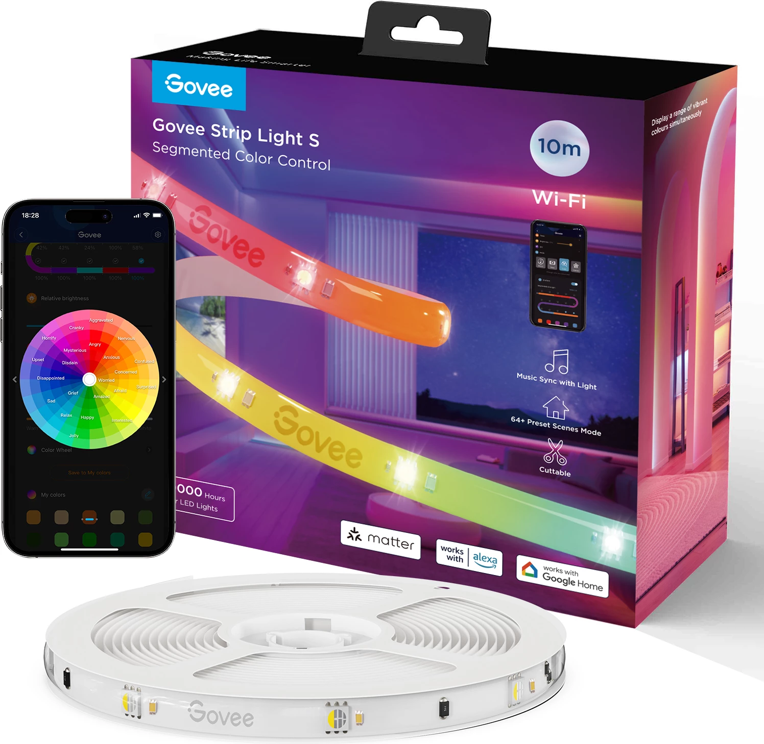 Shirit LED RGBIC Govee Strip Light S 10m, Wi‑Fi