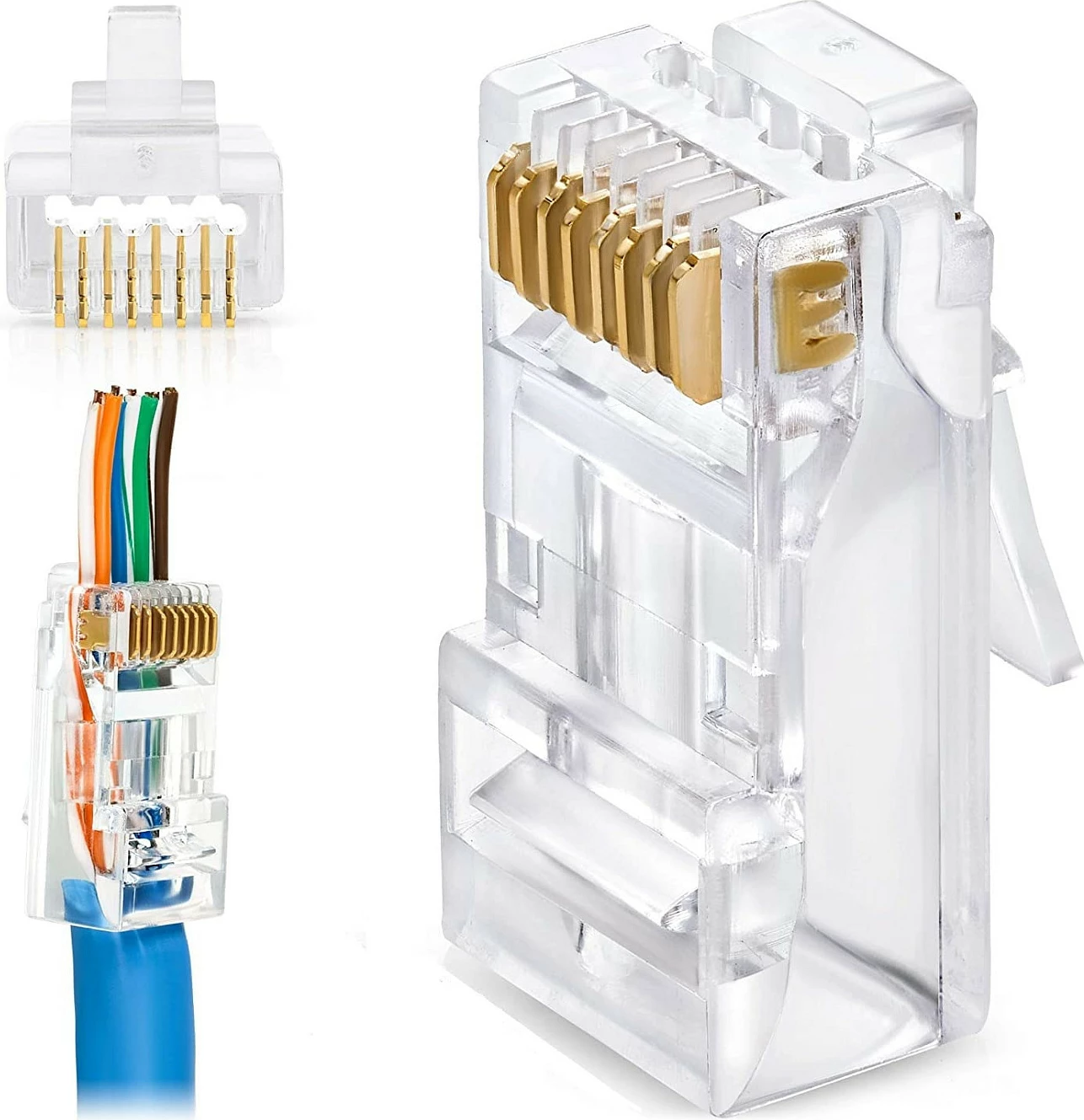 Konektor rrjeti EQUIP RJ45 Cat6a, tool-free, 100 copë, transparent