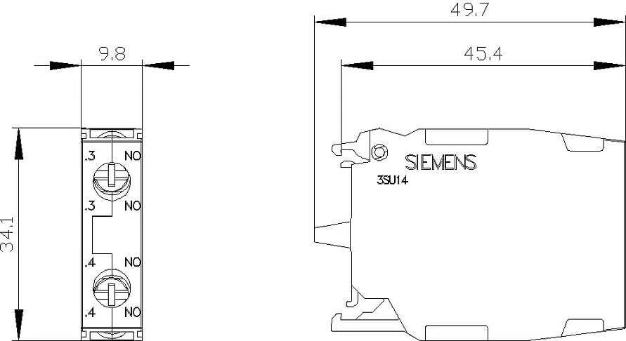 Modul kontakti Siemens 3SU14001AA101DA0, 2x NO, i zi