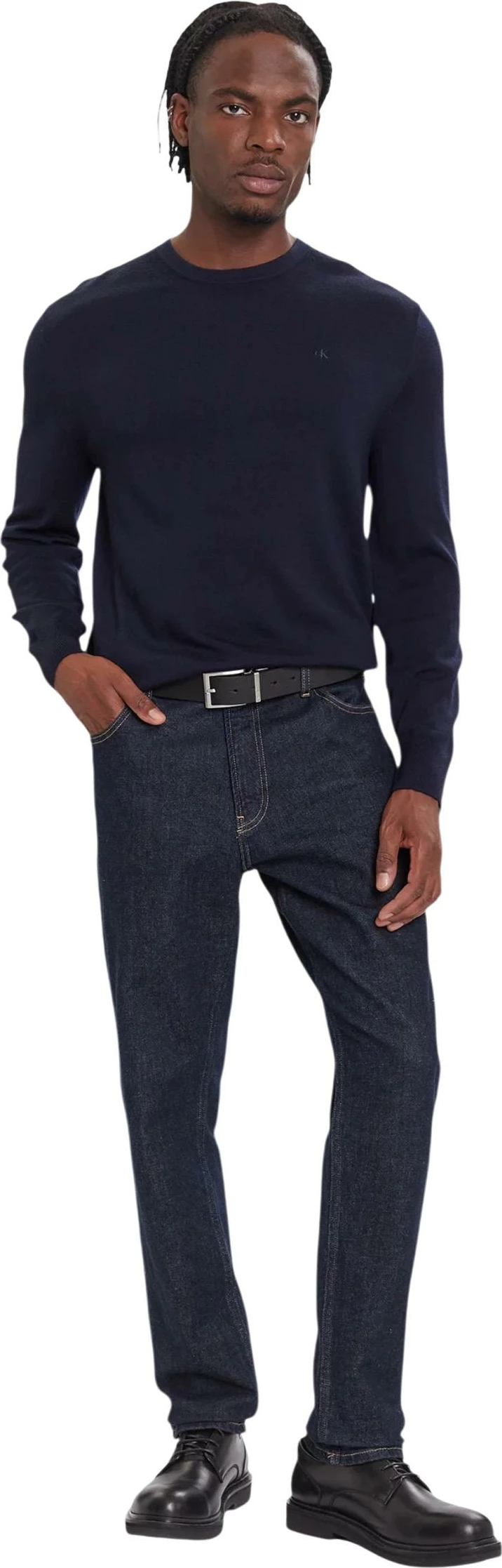Xhemper për meshkuj Calvin Klein LS Merino Crew LV04LB305G, i kaltër i errët [Madhësia: M]