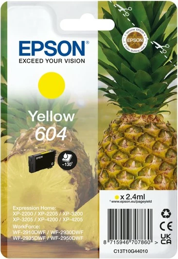 Toner Epson 604, Standard Yield, 130 faqe, e verdhë