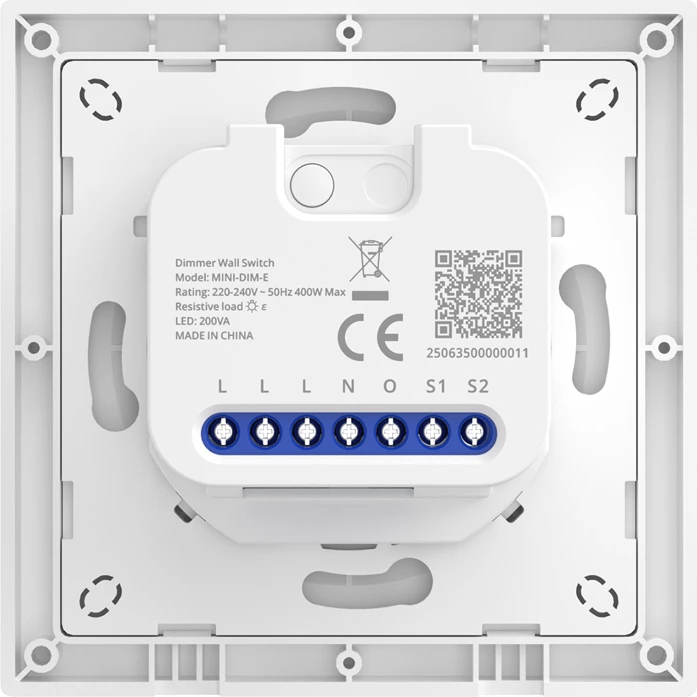 switch/dimer muri smart WiFi Sonoff MINI-DIM-E (Orb-DIM), Matter, 0-100% dimming, max 400W, 86x86mm, i bardhë, set