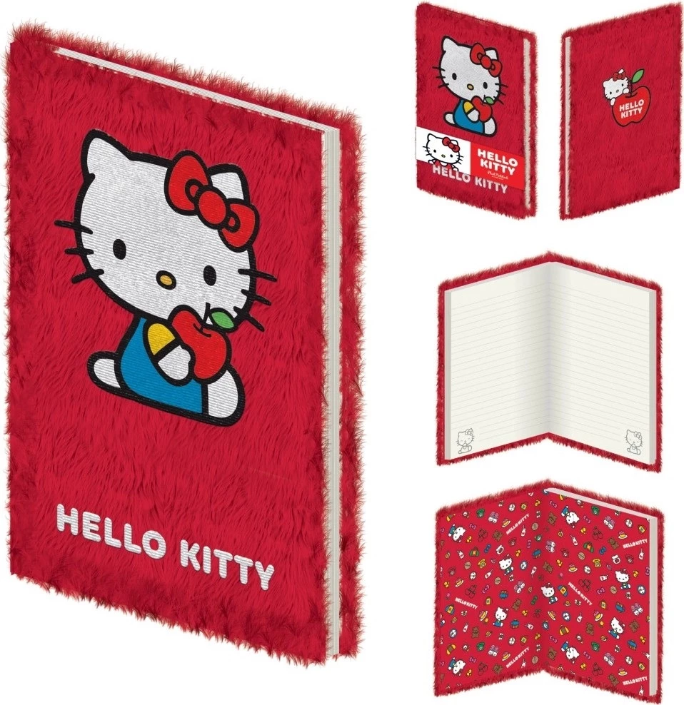 Bllok shënimesh Pyramid Hello Kitty A5, kapak i fortë plush, e kuqe