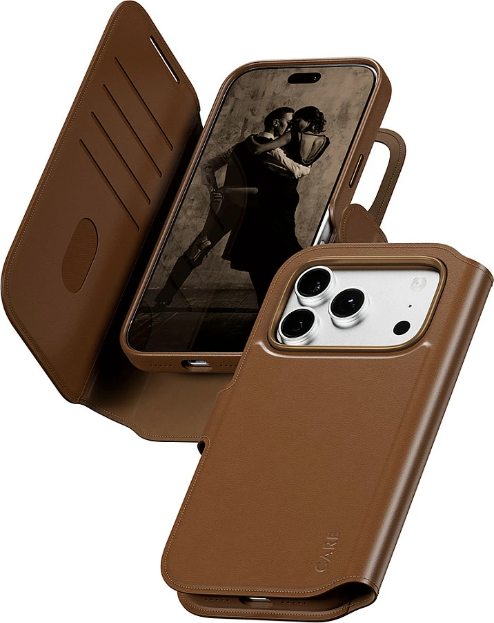 Mbështjellës PanzerGlass CARE Tango 2-në-1 Wallet Case, MagSafe, për iPhone 17 Pro, kafe
