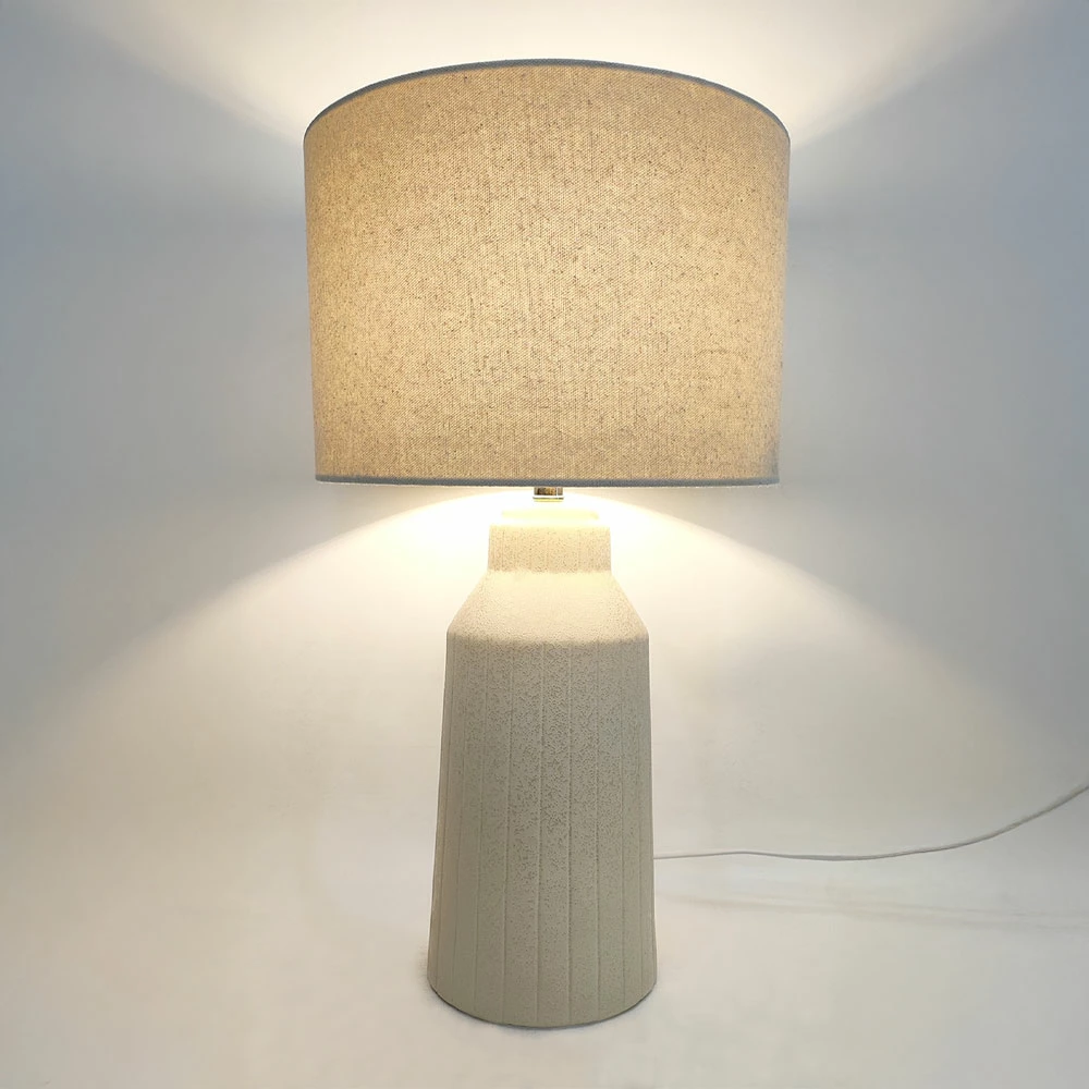 Llambë tavoline ONIA, qeramikë, liri, bezhë, 30x30x53cm