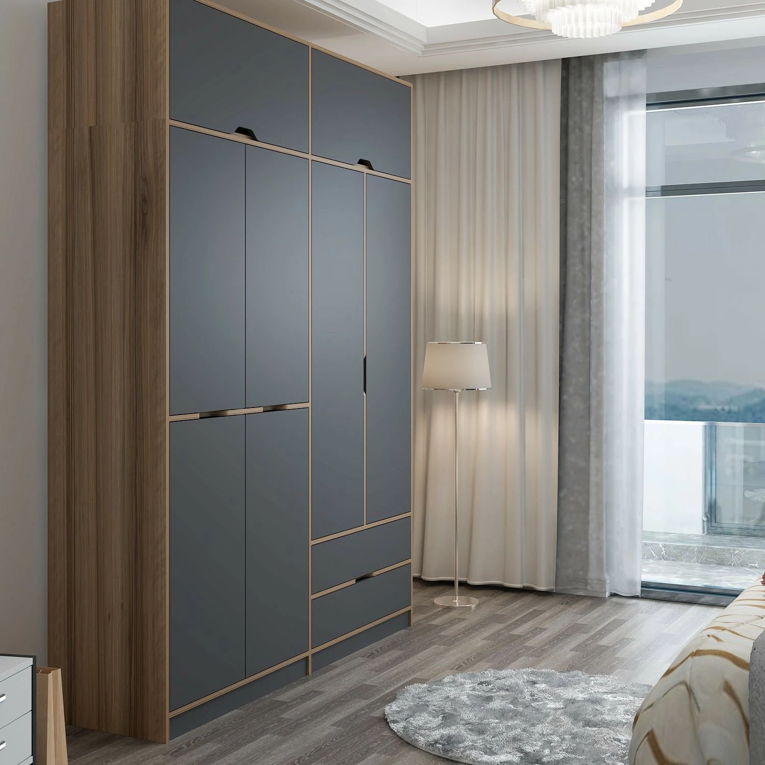 Dollap Skye Decor, Elina, anthracite & dore, 185x253x52cm