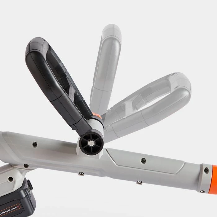 Trimer bari pa kabllo VONHAUS 3500229 40V, diametër prerje 300 mm, shtyllë teleskopike 96.5–131.5 cm, me karikues, gri/portokalli