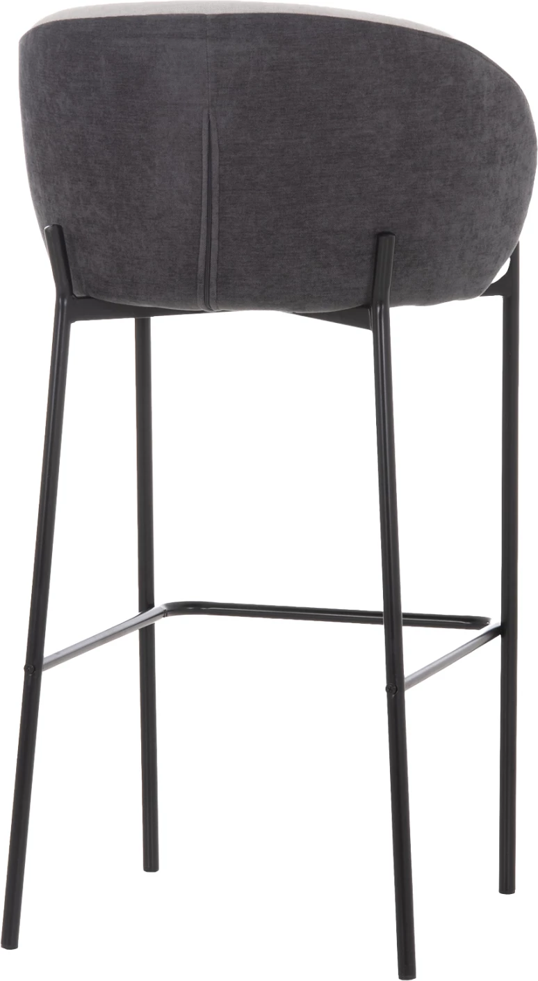 Karrige për bar Detton, material gri, kornizë metalike e zezë, 44x51x98cm, set prej 2 copë