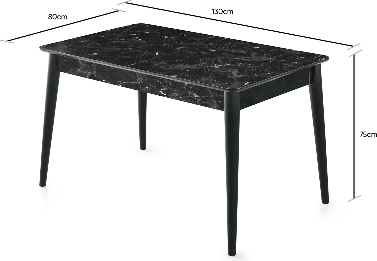 Tavolinë ngrënieje zgjatëse, ngjyrë antracit, Lotus - 1121