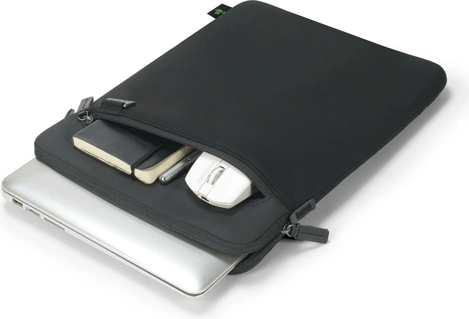 Mbështjellës për laptop Dicota Sleeve FIVE 14, 14", neopren, me zinxhir, xhep frontal, i zi