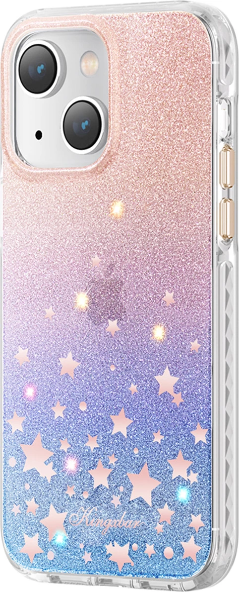 Mbështjellës Kingxbar Heart Star Series për iPhone 14 Plus, TPU, vjollcë/rozë me shkëlqim