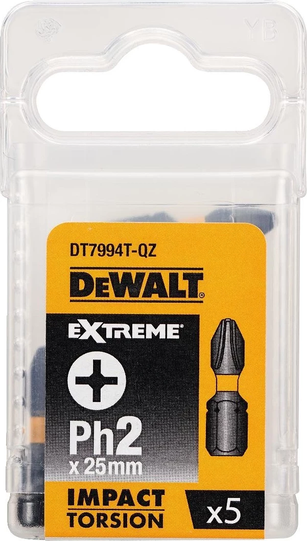 Bit kaçavidë PH2 DeWalt DT7994T 25mm Impact Torsion, set 5 copë