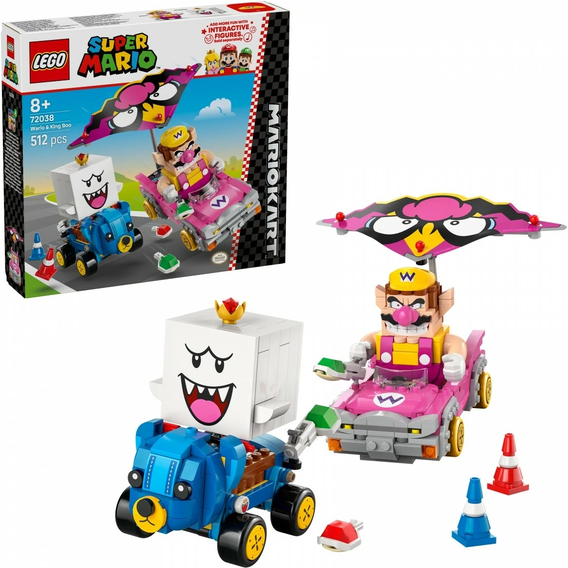 Set LEGO Super Mario Mario Kart 72038, Wario dhe King Boo, 512 pjesë