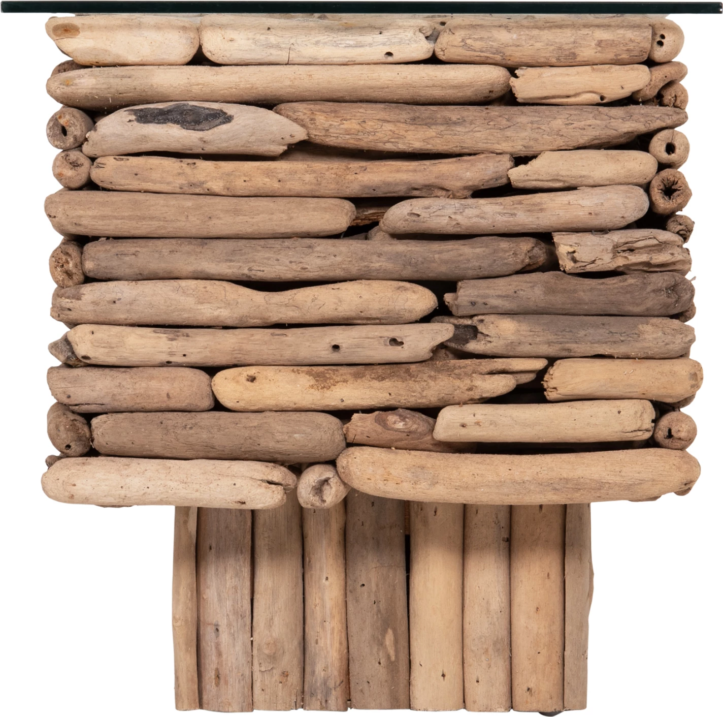 Tavolinë kafeje drejtkëndëshe SPARROW, dru driftwood, xham, 105x45x47cm