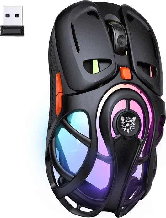 Maus gaming ONIKUMA DM02, 12800 DPI, RGB, 2.4GHz/Bluetooth/USB-C, 6 butona, i zi, set (receiver + kabllo)