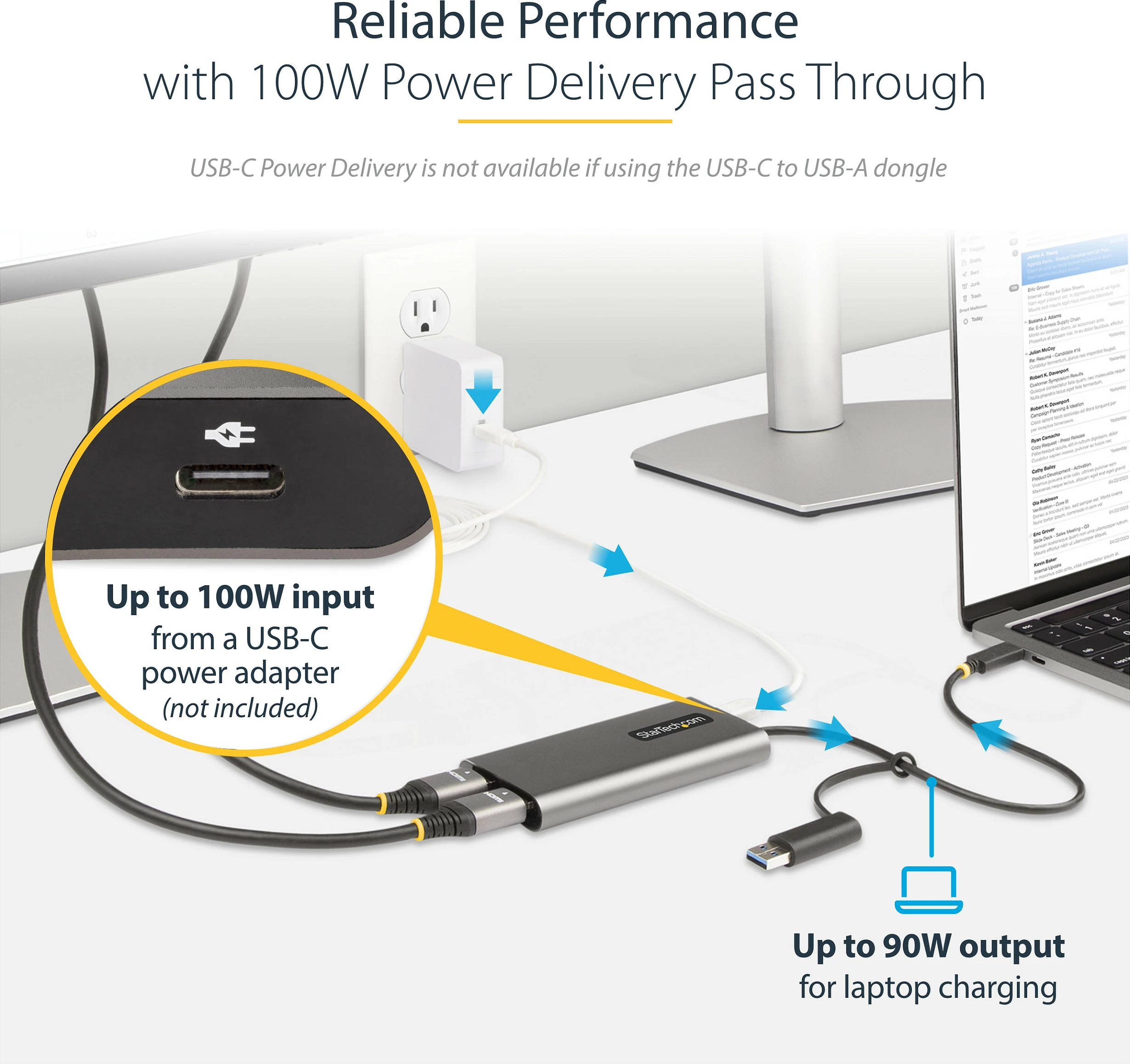 Adapter USB-C/A në Dual HDMI StarTech, 2x HDMI, 4K 60Hz, Power Delivery 100W, gri