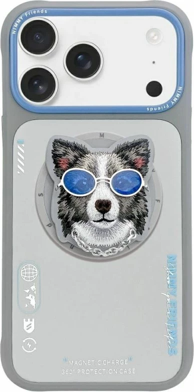 Kutia MagSafe për iPhone 17 Pro Nimmy Glasses Cool Dog, gri