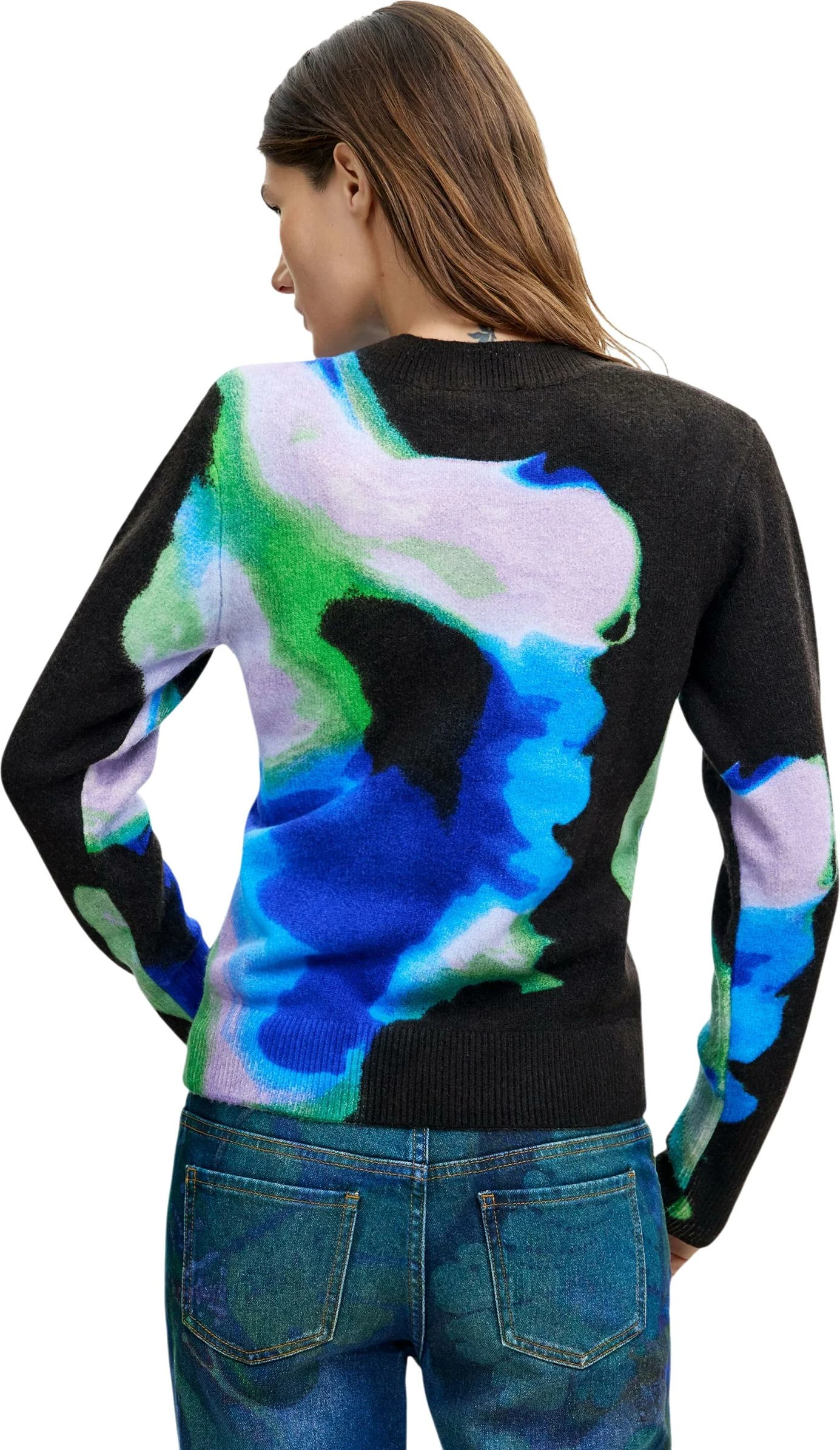 Xhemper për femra Desigual JERS_CLOUDS_LACROIX 26WWJF03, blu [Madhësia: M]