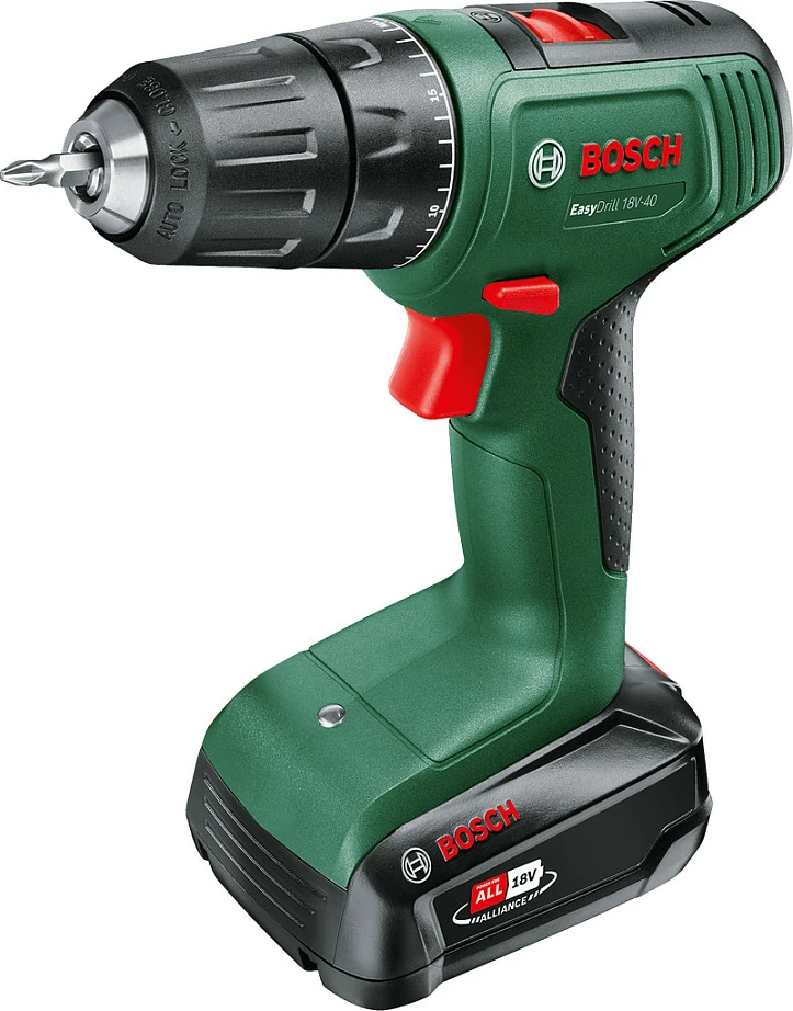 Burgji-vidhosës me bateri Bosch EasyDrill 18V-40, 18V 1.5Ah, brushless, 2 shpejtësi, jeshile/zezë