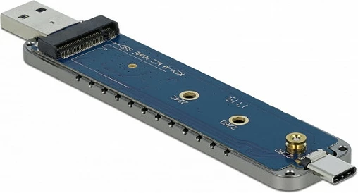 Kutizë SSD DeLOCK 42616, M.2 NVMe, USB 3.2 Gen 2 10Gbps, Type-A/Type-C, Argjend