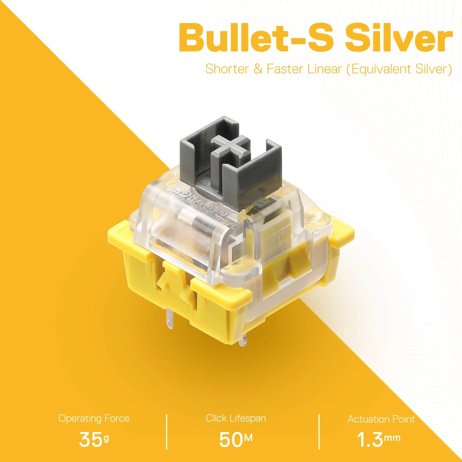 Switch mekanik Redragon Bullet-S A113, Silver Short Linear, 24 copë, me keycap puller + switch puller, Silver