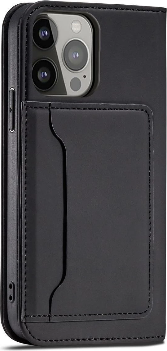 Mbështjellës Hurtel Magnet Card Case për Samsung Galaxy S23+, flip cover, portofol, i zi