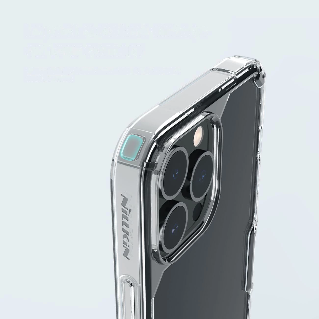 Mbështjellës Nillkin Nature Pro për iPhone 14 Pro, i fortifikuar, Kaltër/Transparent