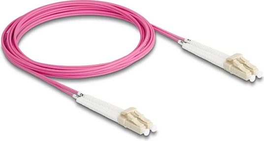 Kabllo fibrë optike DeLOCK LC-LC Duplex OM4, 3 m, konektorë të anuar, vjollcë