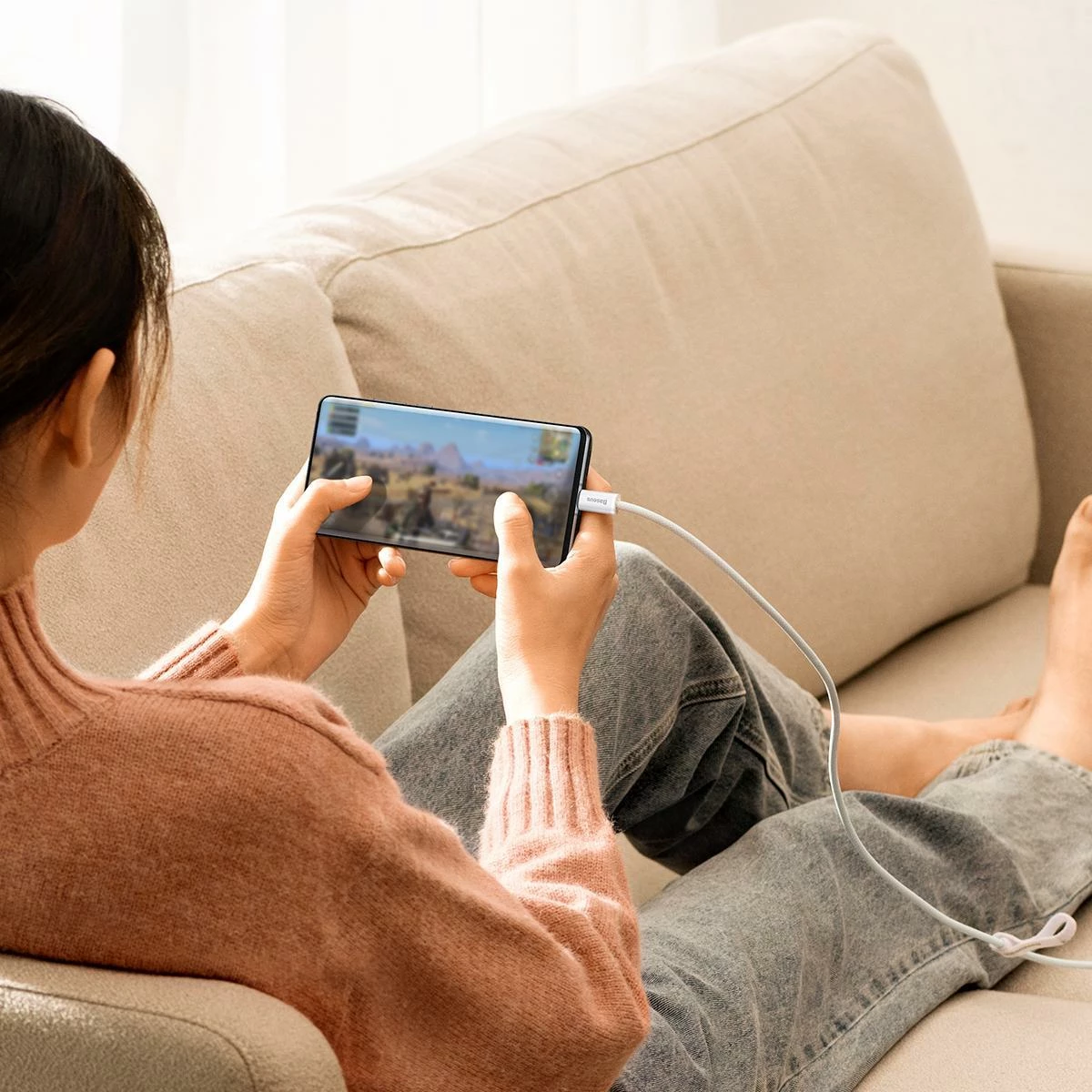 Kabllo Baseus Dynamic Series CALD000702 USB-A në USB-C 2 m 100W e bardhë