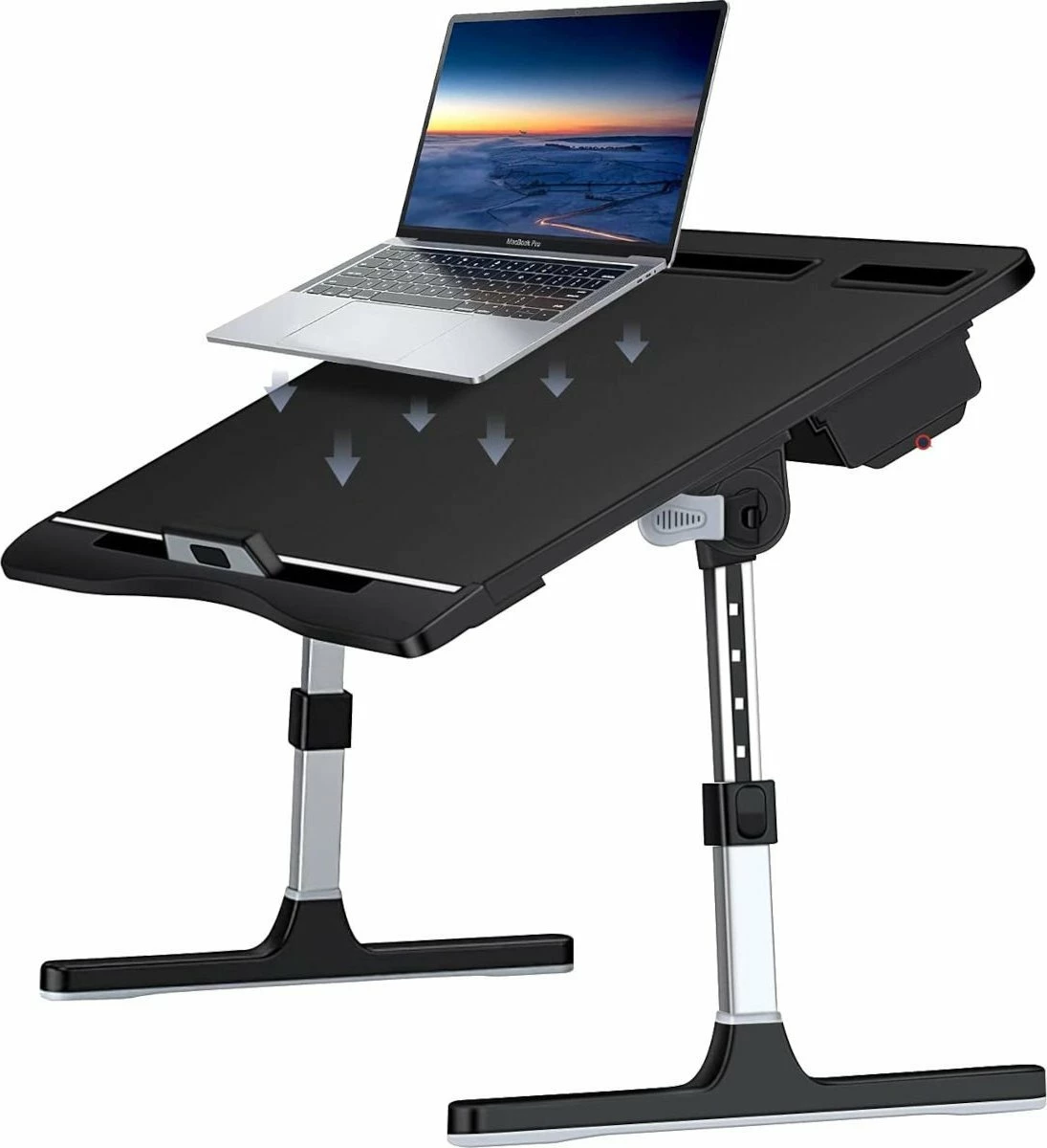 Mbajtëse/tavolinë laptopi e rregullueshme Mozos GAME-SL2 60x40cm deri 17\", 5 nivele, kënd 0-36°, e zezë