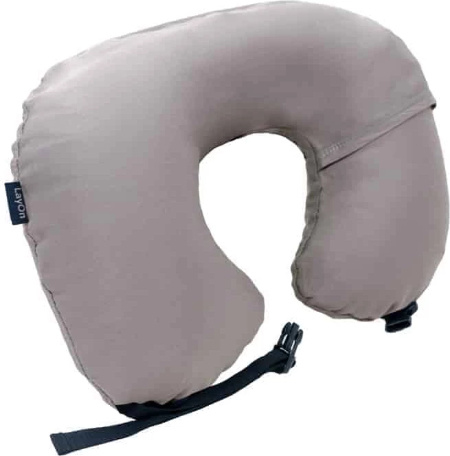 Jastëk udhëtimi LayOn ergonomik, 25×14×12 cm, me xhep, gri