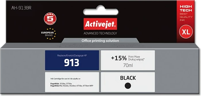 Ngjyrë ActivejetAH-913BR për printerë HP, e zezë