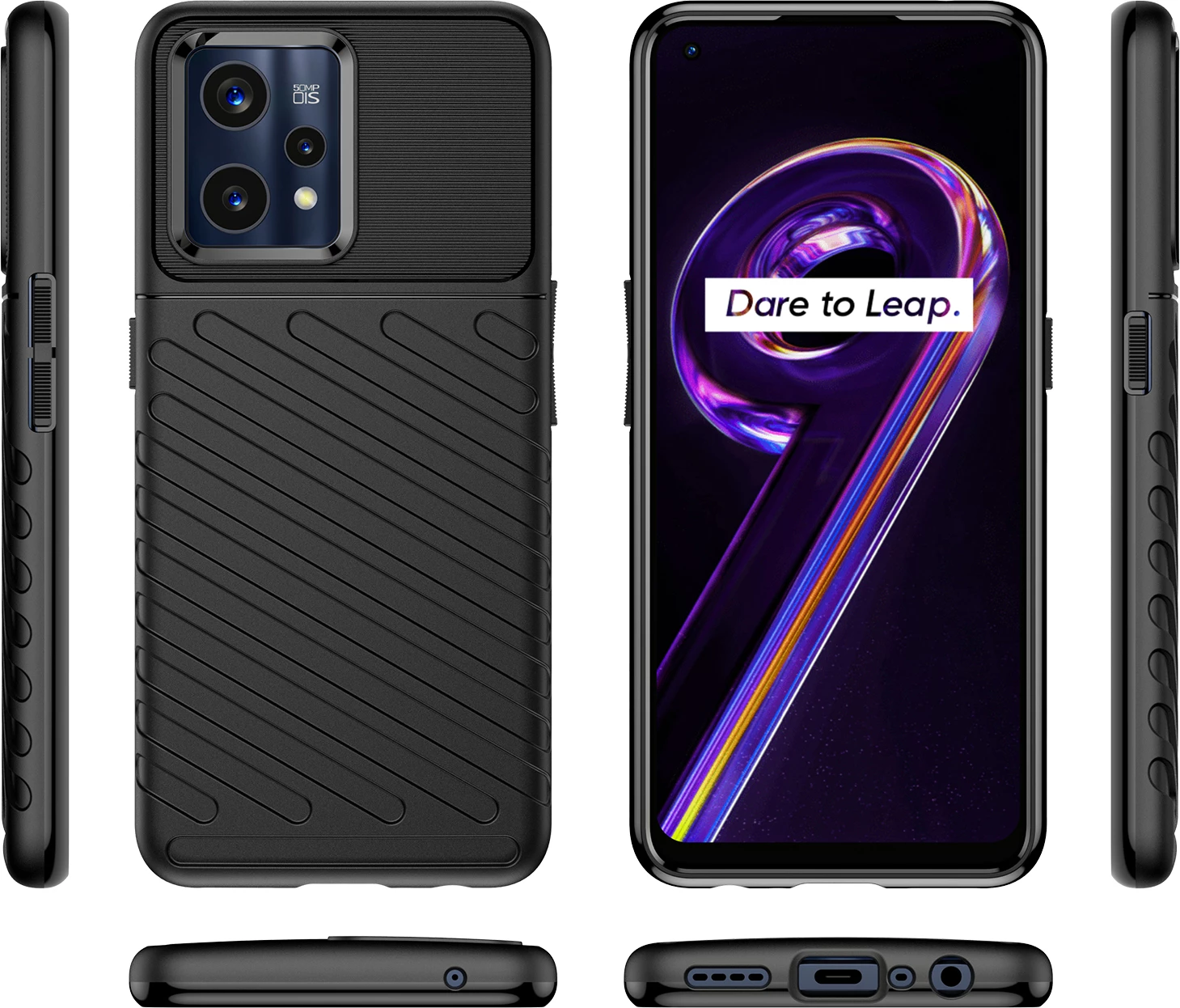 Mbështjellës Hurtel Thunder Case për Realme 9 Pro+, i zi
