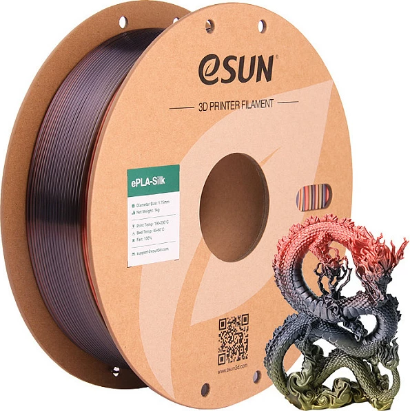 Filament për 3D printer eSun ePLA-Silk, 1.75mm, 1kg, Morning Glow multikolor